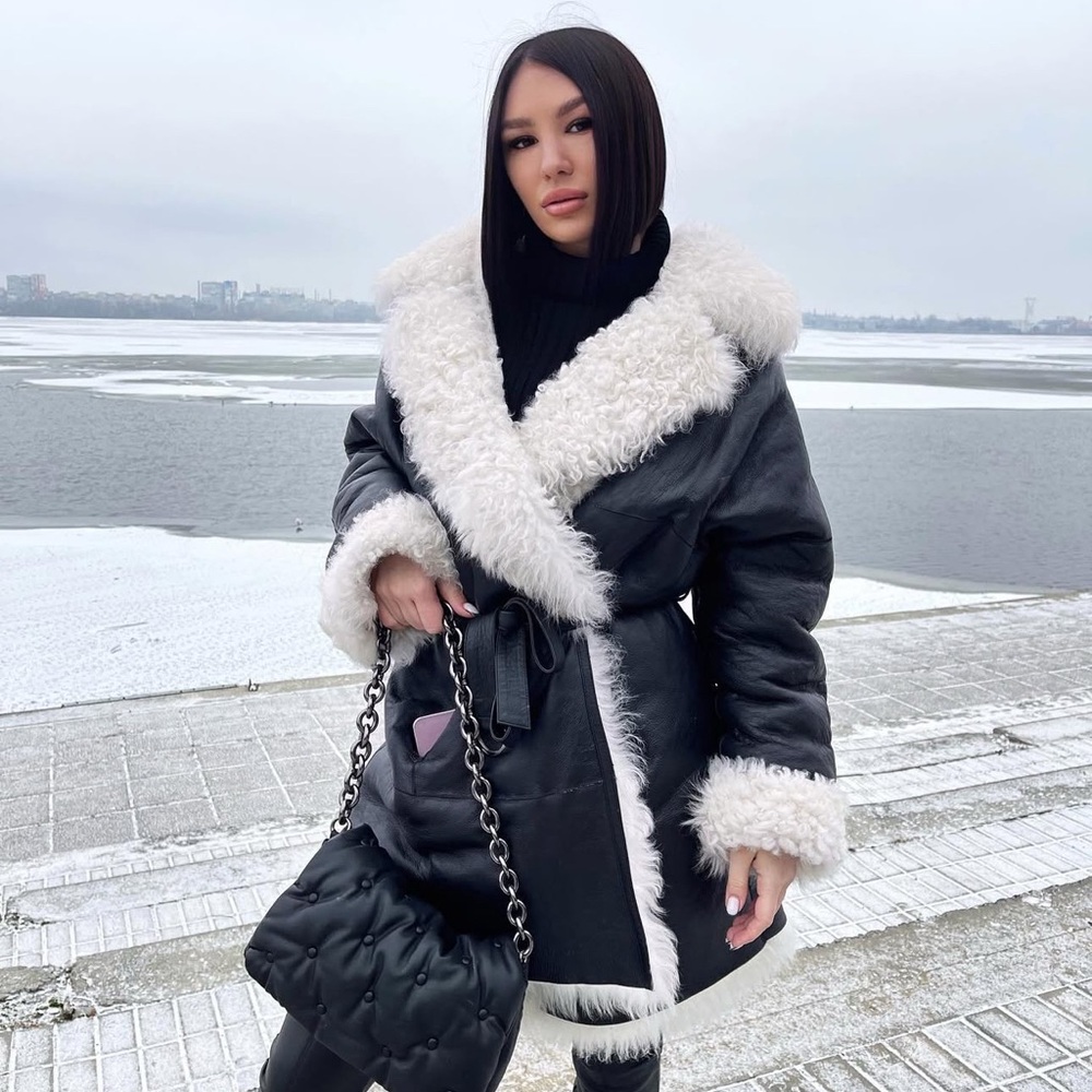 Luxurious Black and White Women's Coat